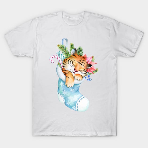 New Year Symbol 2022 - Tiger, Christmas Tiger T-Shirt by Simple Wishes Art